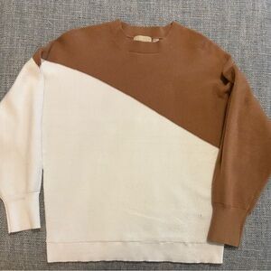 Elie Tahari Women’s Two-Tone Sweater in Cream and Brown M Old Money Work ware